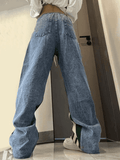 Patchwork Striped Baggy Boyfriend Jeans