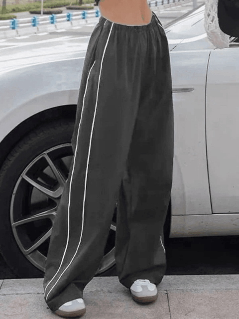 Piping Detail Wide Leg Track Pants - HouseofHalley