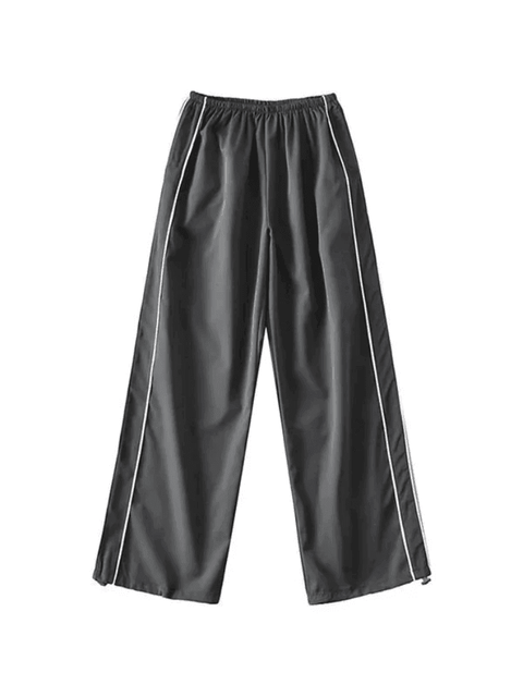 Piping Detail Wide Leg Track Pants - HouseofHalley