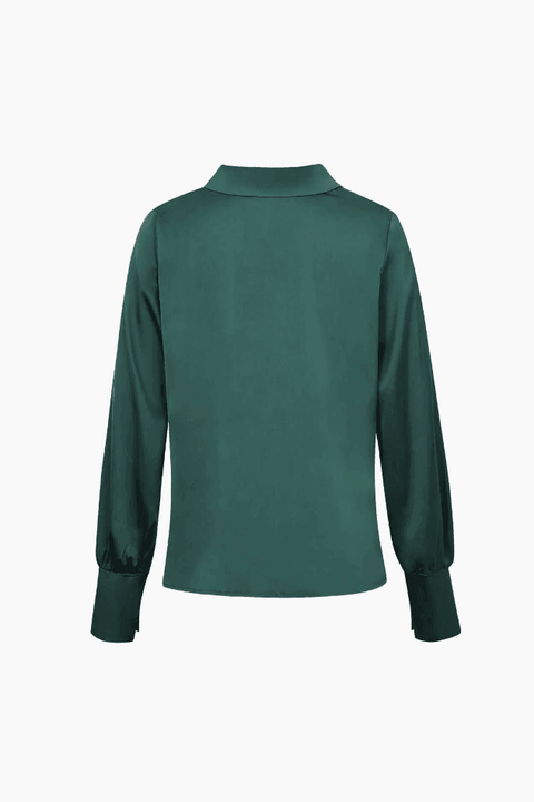 Plunge Neckline Satin Blouse - HouseofHalley