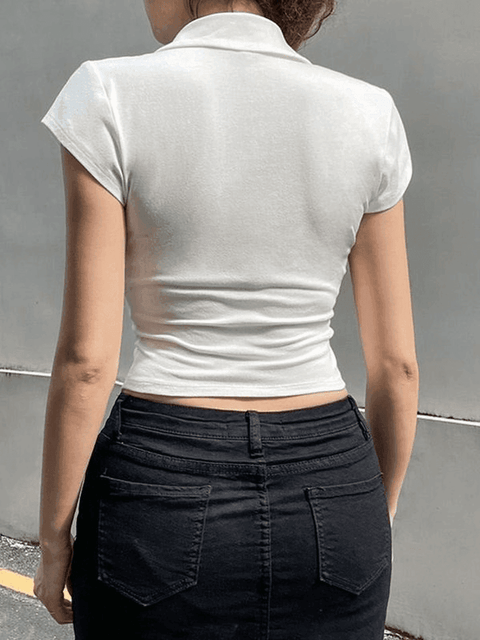 Pocket Button Down Cropped Blouse - HouseofHalley