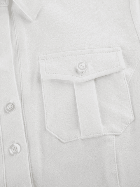 Pocket Button Down Cropped Blouse - HouseofHalley