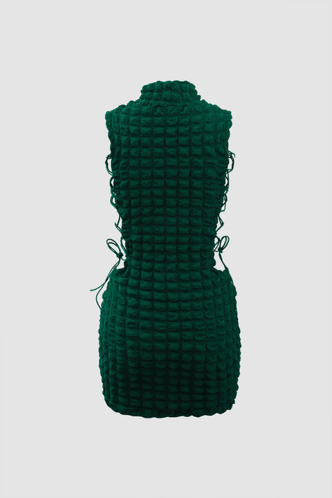 Popcorn Textured Tie Side Mini Dress - HouseofHalley