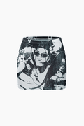 Portrait Print Tank Top And Mini Skirt Set