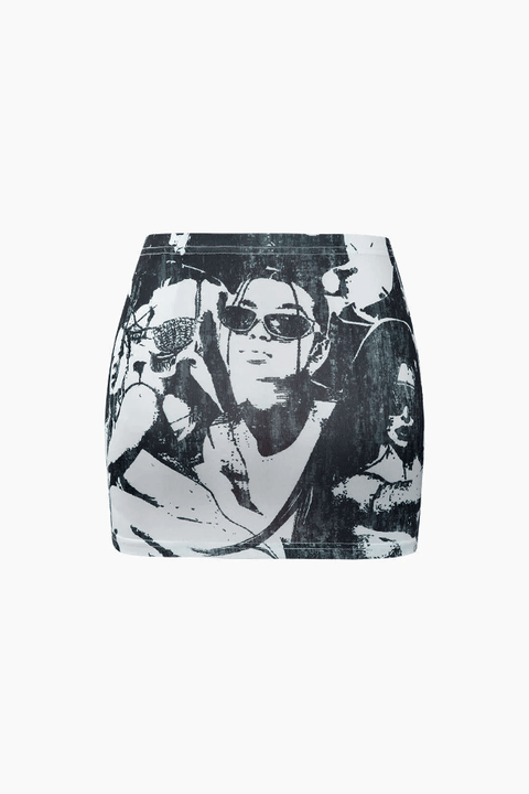 Portrait Print Tank Top And Mini Skirt Set - HouseofHalley