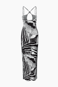 Printed Cross Strap Cut Out Maxi Dress - HouseofHalley