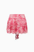 Printed Mesh Cami Top And Ruffle Mini Skirt Set - HouseofHalley