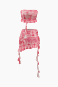 Printed Ruffle Tube Top And Asymmetric Mini Skirt Set - HouseofHalley