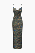 Printed V-neck Plisse Maxi Dress - HouseofHalley