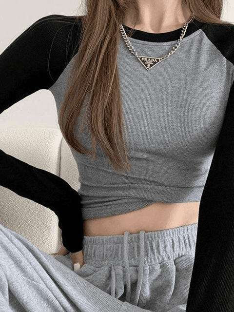 Raglan Sleeve Rib Crop Top - HouseofHalley