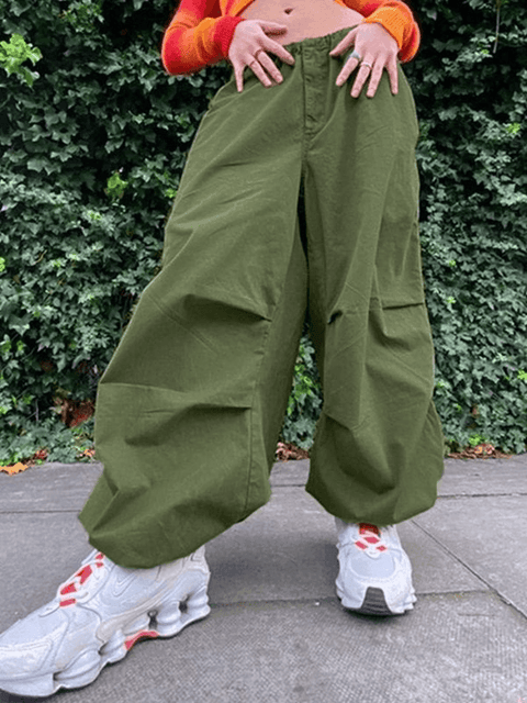 Relaxed Drawstring Low Waist Cargo Pants - HouseofHalley