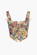 Retro Floral Tie On Front Corset Top - HouseofHalley