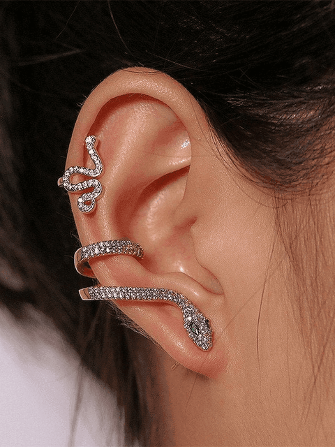 Rhinestone Snake Pattern Stud Earring - HouseofHalley