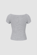 Ribbed Square Neck Short Sleeve T-Shirt - HouseofHalley