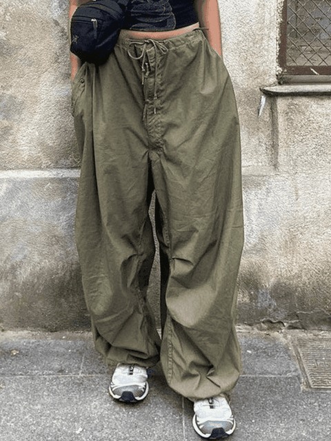 Ruched Low Waist Baggy Cargo Pants - HouseofHalley
