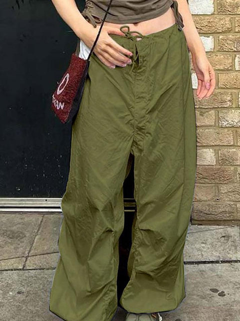 Ruched Low Waist Baggy Cargo Pants - HouseofHalley