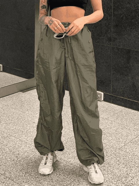 Ruched Low Waist Baggy Cargo Pants - HouseofHalley