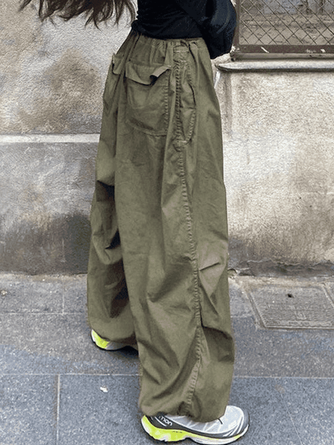 Ruched Low Waist Baggy Cargo Pants - HouseofHalley