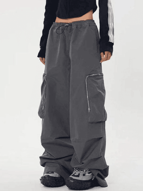 Ruched Zip Pocket Cargo Pants - HouseofHalley