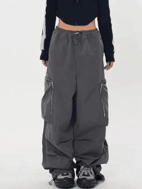 Ruched Zip Pocket Cargo Pants - HouseofHalley