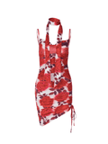 Scarf Collar Floral Print Pleated Mini Dress - HouseofHalley