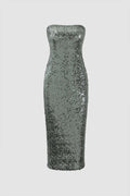 Sequin Strapless Midi Dress - HouseofHalley