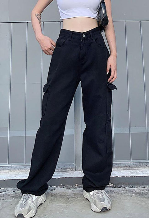 Side Pockets Straight-leg Boyfriend Jeans - HouseofHalley