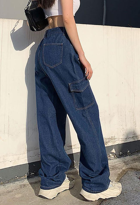 Side Pockets Straight-leg Boyfriend Jeans - HouseofHalley