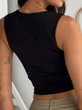 Simple Black Cropped Tank Top - HouseofHalley