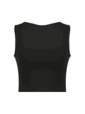 Simple Black Cropped Tank Top - HouseofHalley