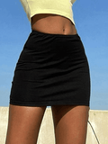 Simple Stretch Black Mini Skirt - HouseofHalley