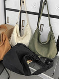 Solid Color Canvas Large Capacity Crossbody Bag