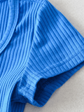 Solid Color Curved Hem Short Knit Top - HouseofHalley