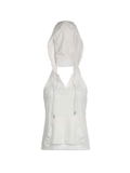 Solid Color Embroidery Backless Hooded Tank Top - HouseofHalley