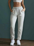 Solid Color High Waist Bound Feet Sporty Sweatpants - HouseofHalley