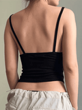 Solid Color Pleated Backless Slim Cami Top - HouseofHalley