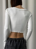 Solid Color Ribbed U Neck Long Sleeve Shirt - HouseofHalley