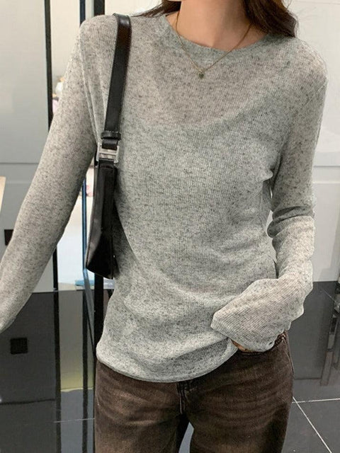 Solid Color Thin Long Sleeve Knit - HouseofHalley