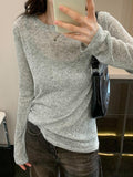 Solid Color Thin Long Sleeve Knit