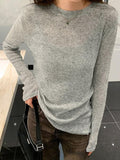 Solid Color Thin Long Sleeve Knit - HouseofHalley