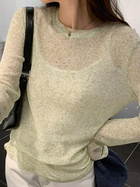 Solid Color Thin Long Sleeve Knit - HouseofHalley
