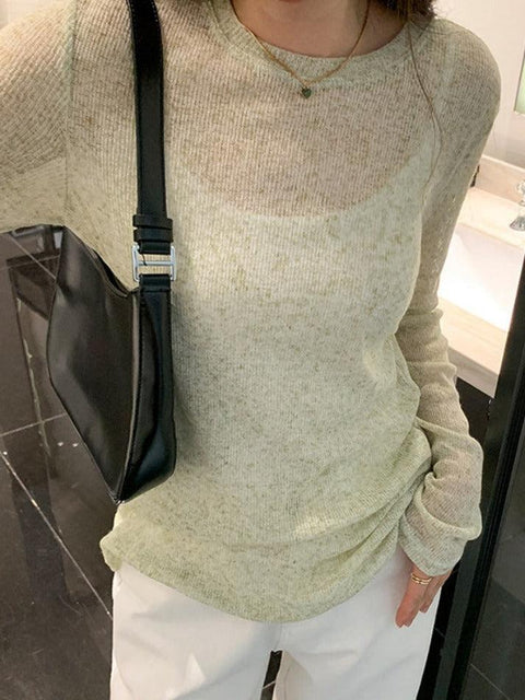 Solid Color Thin Long Sleeve Knit - HouseofHalley