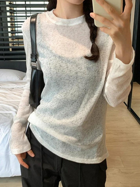 Solid Color Thin Long Sleeve Knit - HouseofHalley