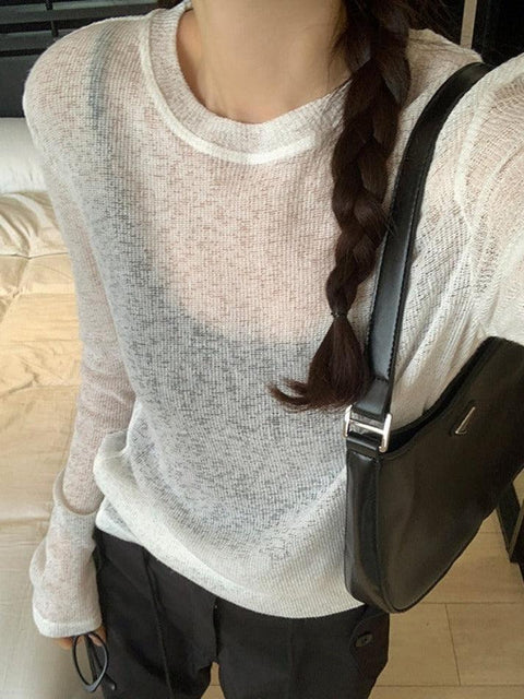 Solid Color Thin Long Sleeve Knit - HouseofHalley