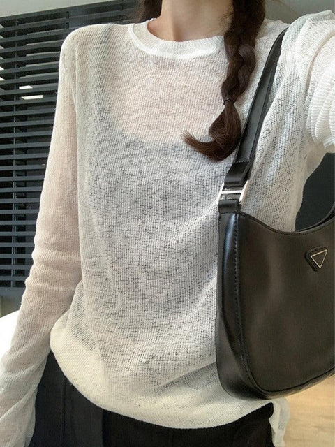 Solid Color Thin Long Sleeve Knit - HouseofHalley