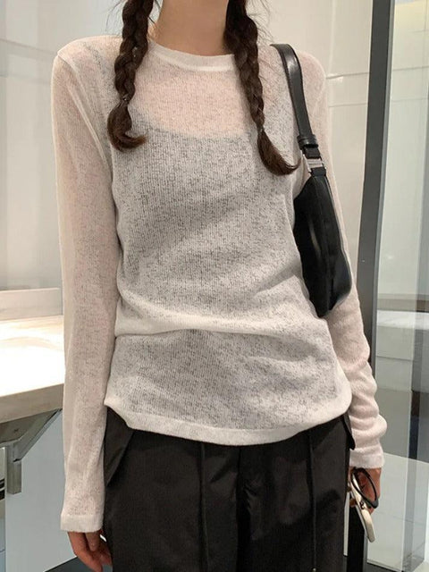 Solid Color Thin Long Sleeve Knit - HouseofHalley