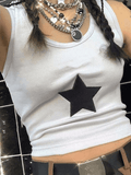 Star Embroidered Rib Cropped Tank Top - HouseofHalley