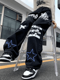 Star Letter Graphic Cargo Jeans - HouseofHalley