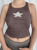 Star Patch Crop Ribbed Tank Top
