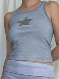 Star Patch Crop Ribbed Tank Top